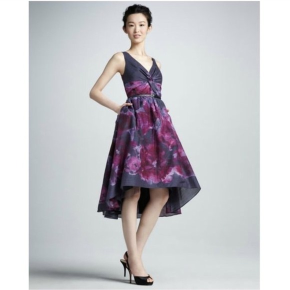 Lela Rose Dresses & Skirts - Lela Rose Neiman Marcus Target Floral Silk Blend High-Low Dress Purple Size 4